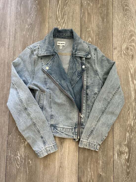 Steve Madden Jackets & Blazers - Steve Madden Women's Light Wash Denim Moto Biker Jacket